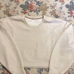 Lululemon Soft Ambitions Cropped Crew Sz L/XL Heathered Beech Wood